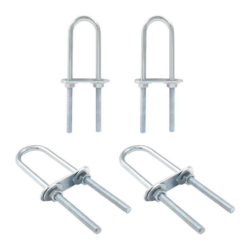 BokWin 4 Pcs Round U Bolts M6 Bend U Bolts in Zinc Plated Steel U Clamp with Nut, Plate, Washer(23mm Inner Width 120mm Length) - Image 1